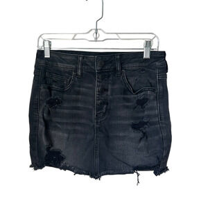 American Eagle Black High Rise Mini Jean Skirt - 6S